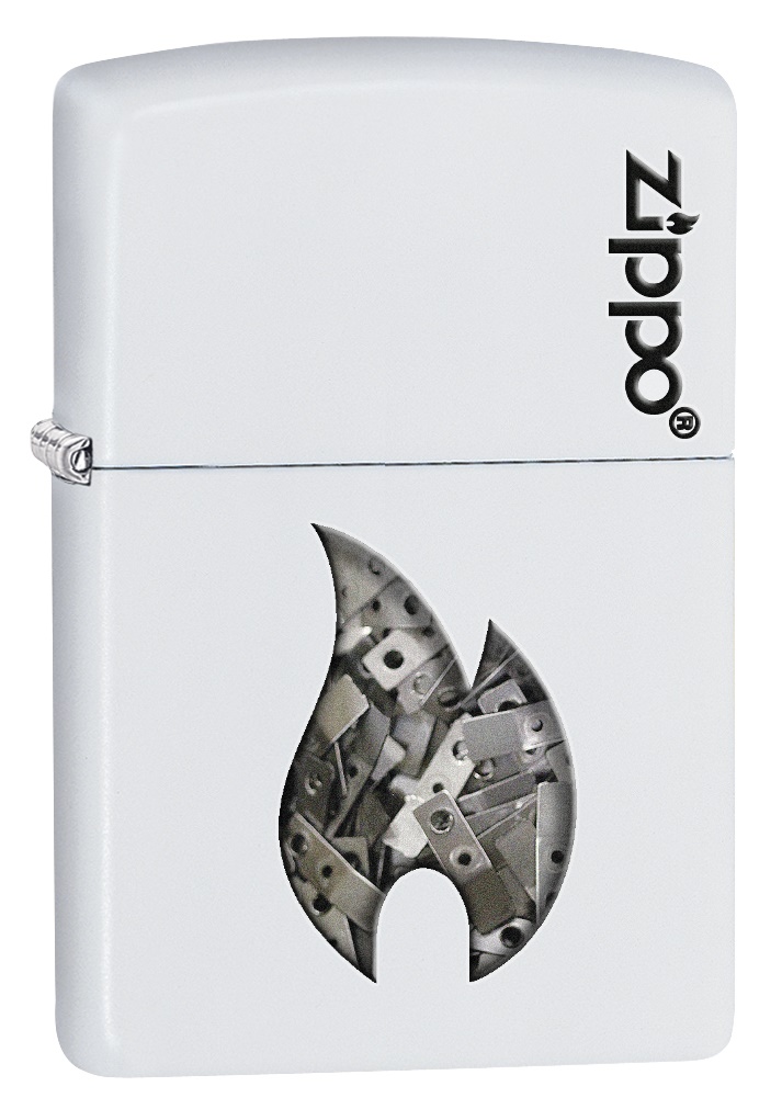 Front shot of Zippo Bejeweled Beetle Design High Polish Brass Windproof Lighter standing at a 3/4 angle.
