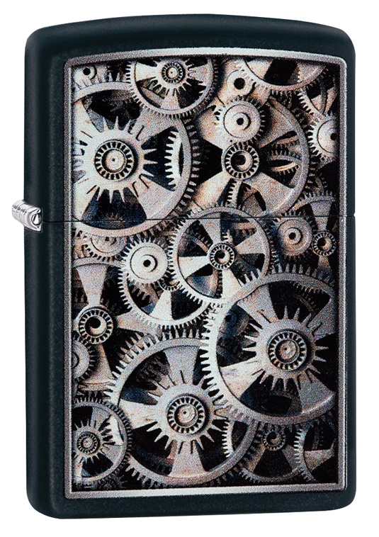 Front shot of Zippo Bejeweled Beetle Design High Polish Brass Windproof Lighter standing at a 3/4 angle.