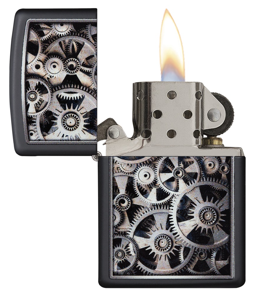 Front shot of Zippo Bejeweled Beetle Design High Polish Brass Windproof Lighter standing at a 3/4 angle.