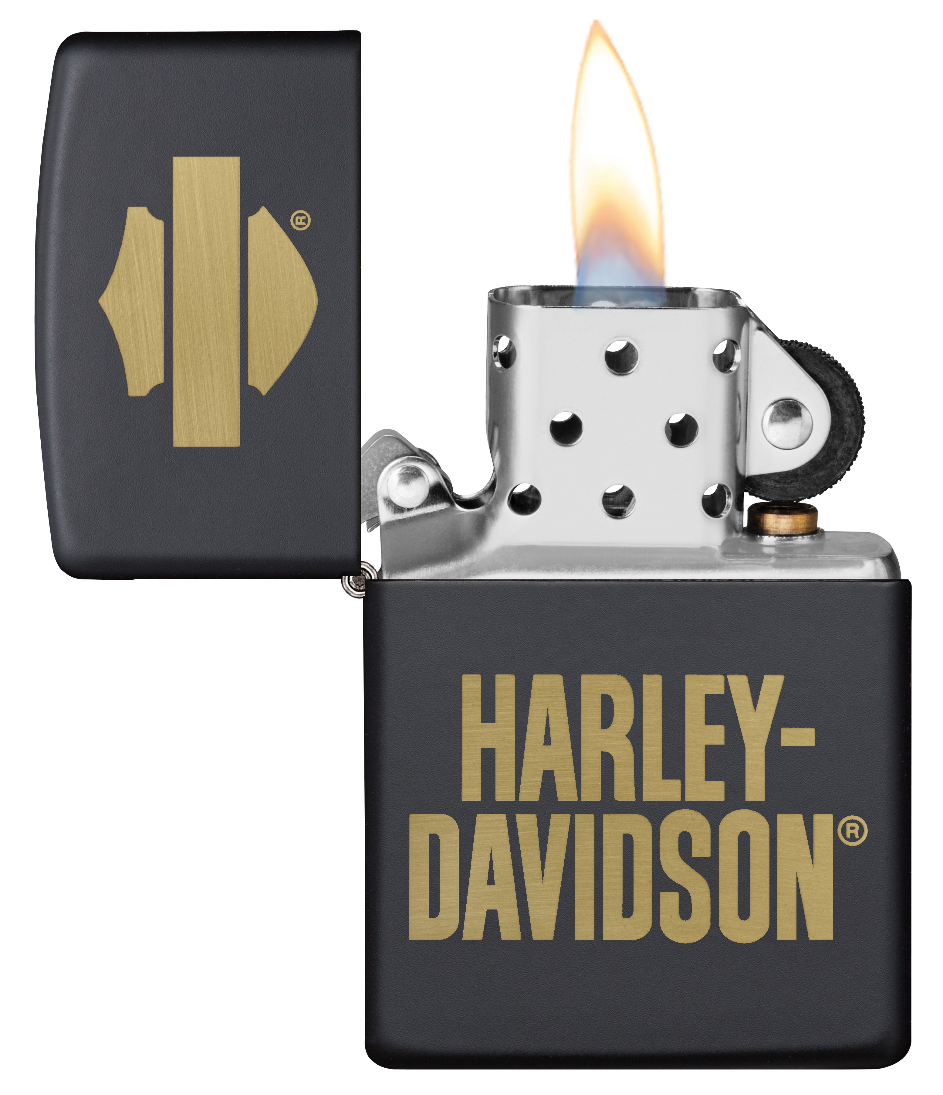 Front shot of Zippo Bejeweled Beetle Design High Polish Brass Windproof Lighter standing at a 3/4 angle.
