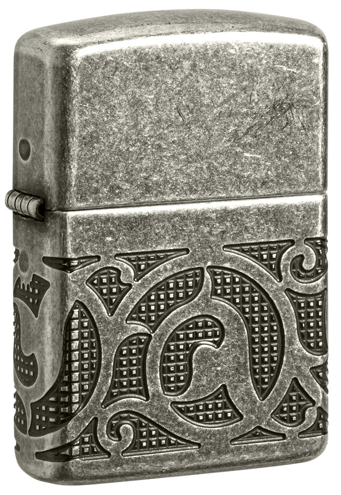 Front shot of Zippo Bejeweled Beetle Design High Polish Brass Windproof Lighter standing at a 3/4 angle.