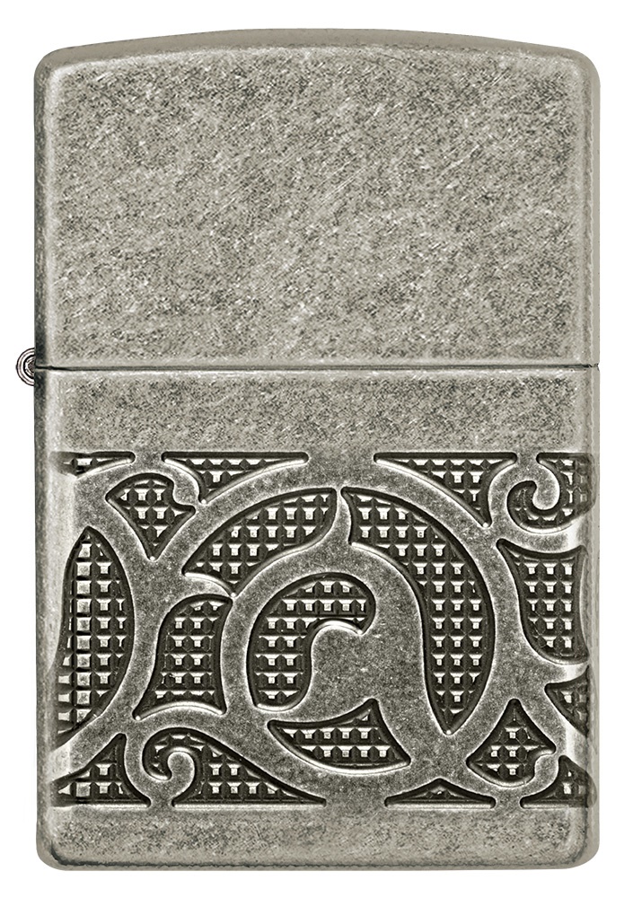 Front shot of Zippo Bejeweled Beetle Design High Polish Brass Windproof Lighter standing at a 3/4 angle.