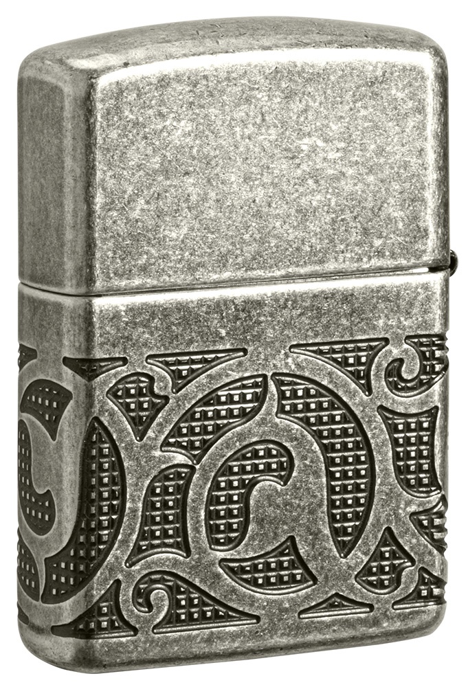 Front shot of Zippo Bejeweled Beetle Design High Polish Brass Windproof Lighter standing at a 3/4 angle.