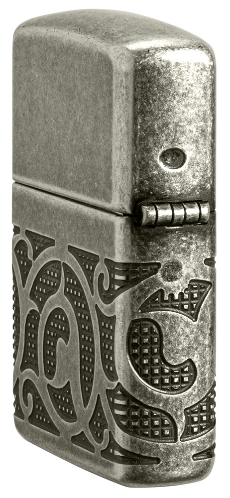 Front shot of Zippo Bejeweled Beetle Design High Polish Brass Windproof Lighter standing at a 3/4 angle.