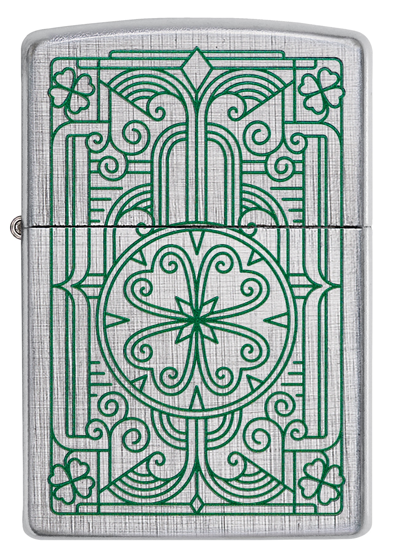 Front shot of Zippo Bejeweled Beetle Design High Polish Brass Windproof Lighter standing at a 3/4 angle.