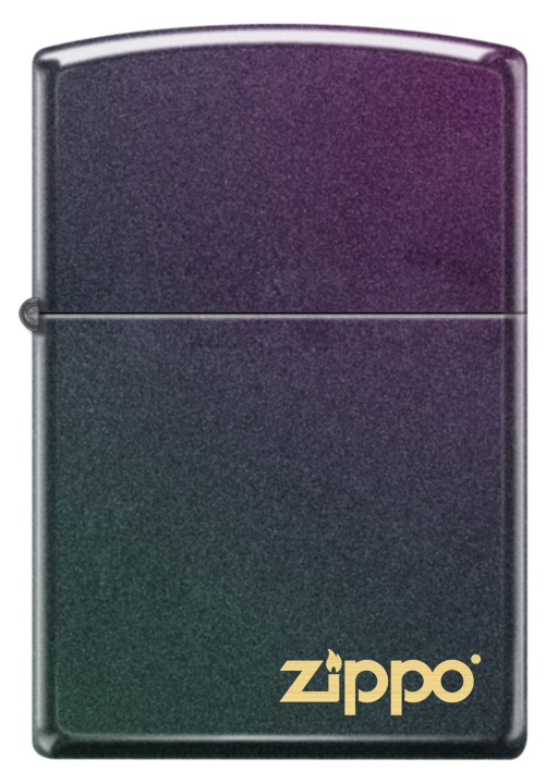 Front shot of Zippo Bejeweled Beetle Design High Polish Brass Windproof Lighter standing at a 3/4 angle.