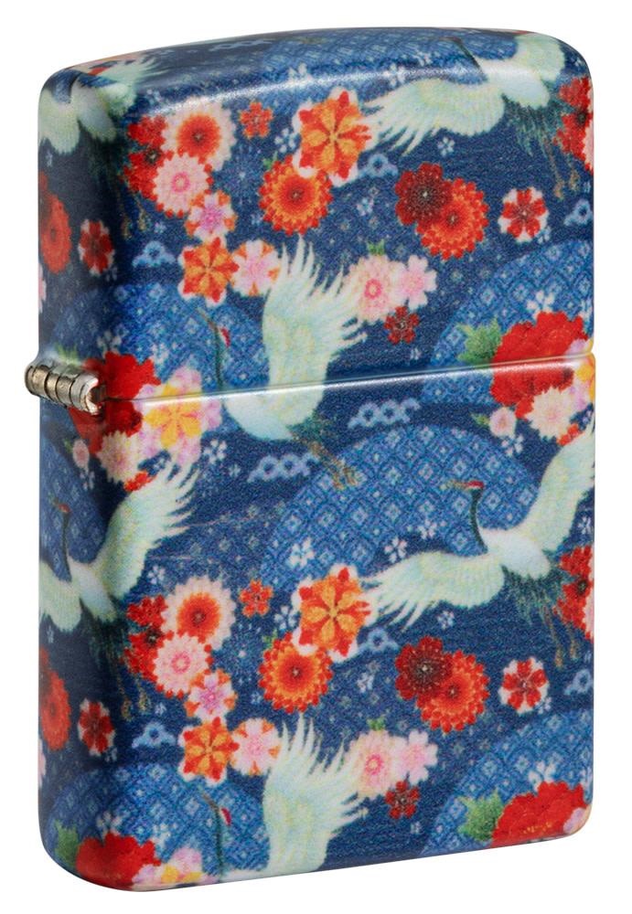 Front shot of Zippo Bejeweled Beetle Design High Polish Brass Windproof Lighter standing at a 3/4 angle.