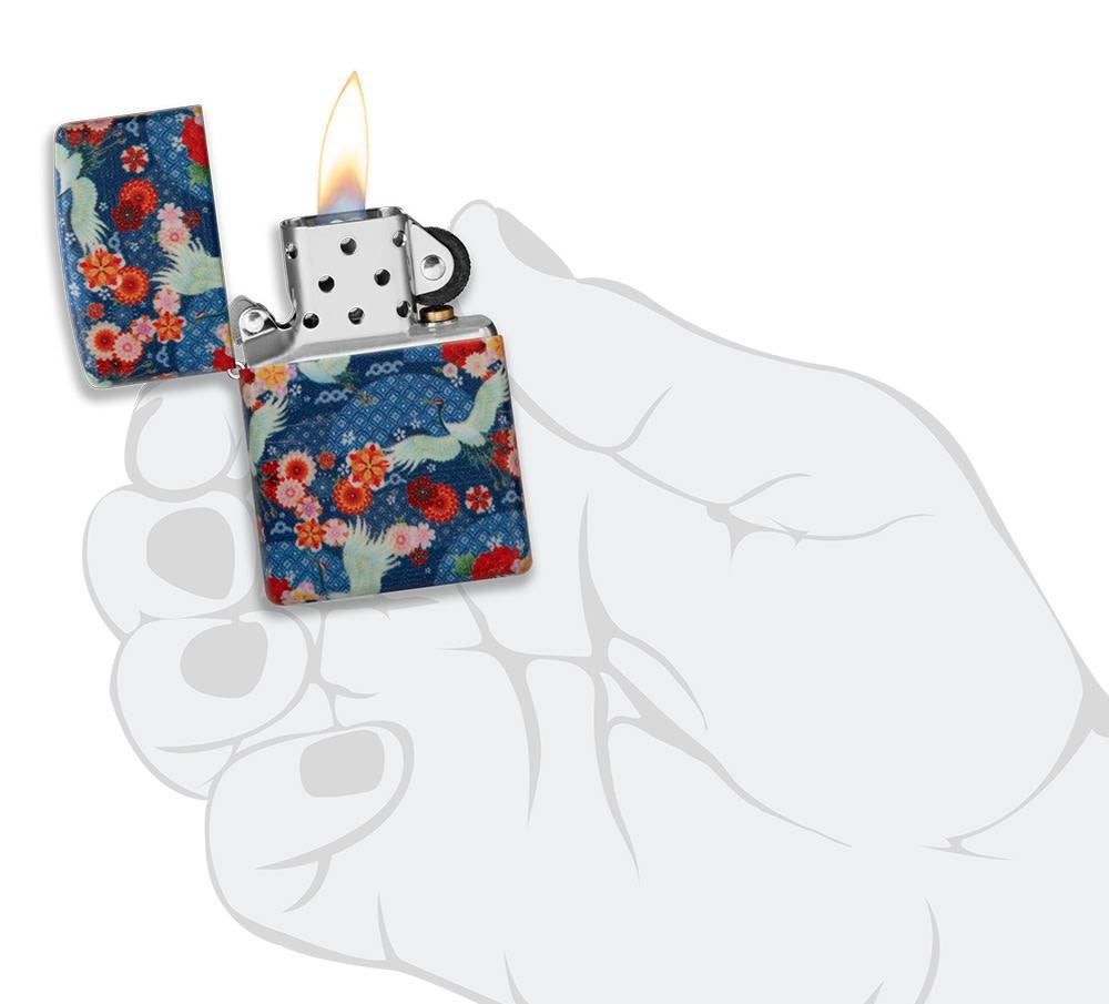 Front shot of Zippo Bejeweled Beetle Design High Polish Brass Windproof Lighter standing at a 3/4 angle.