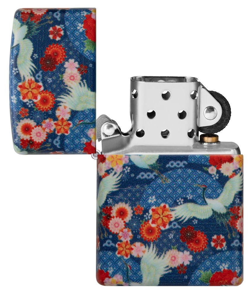 Front shot of Zippo Bejeweled Beetle Design High Polish Brass Windproof Lighter standing at a 3/4 angle.