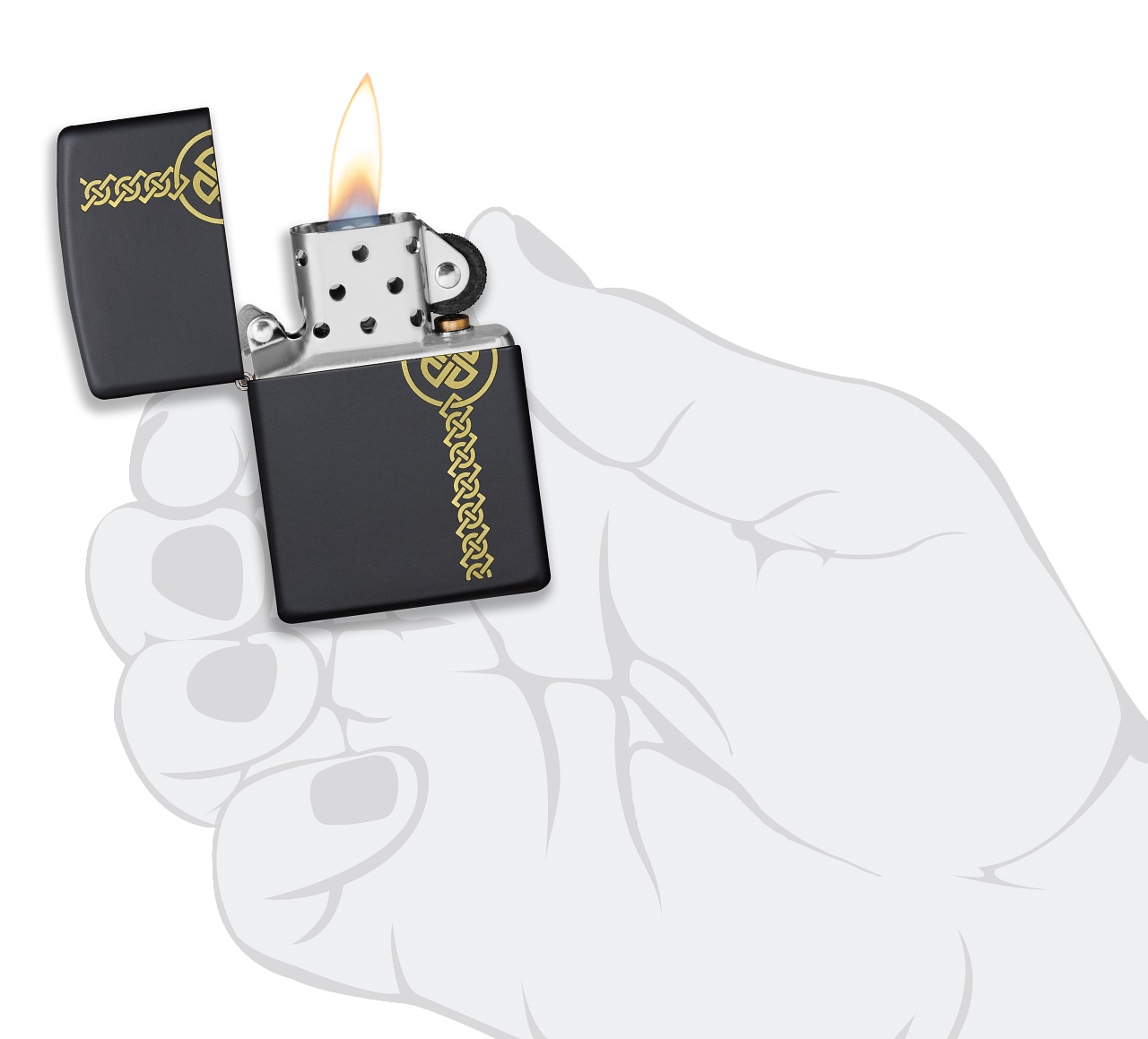 Front shot of Zippo Bejeweled Beetle Design High Polish Brass Windproof Lighter standing at a 3/4 angle.