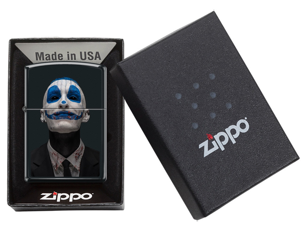 Front shot of Zippo Bejeweled Beetle Design High Polish Brass Windproof Lighter standing at a 3/4 angle.