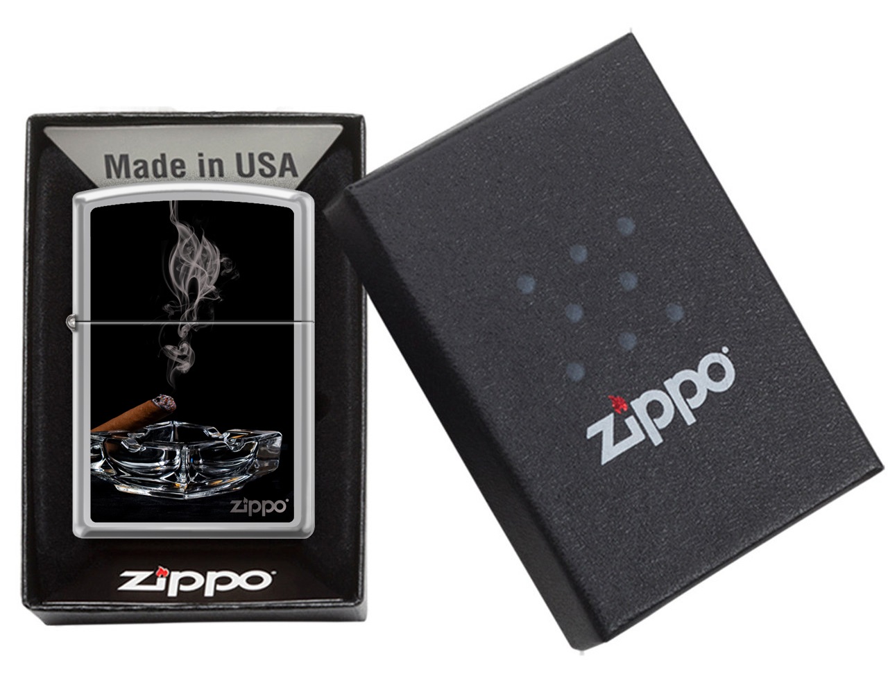 Front shot of Zippo Bejeweled Beetle Design High Polish Brass Windproof Lighter standing at a 3/4 angle.