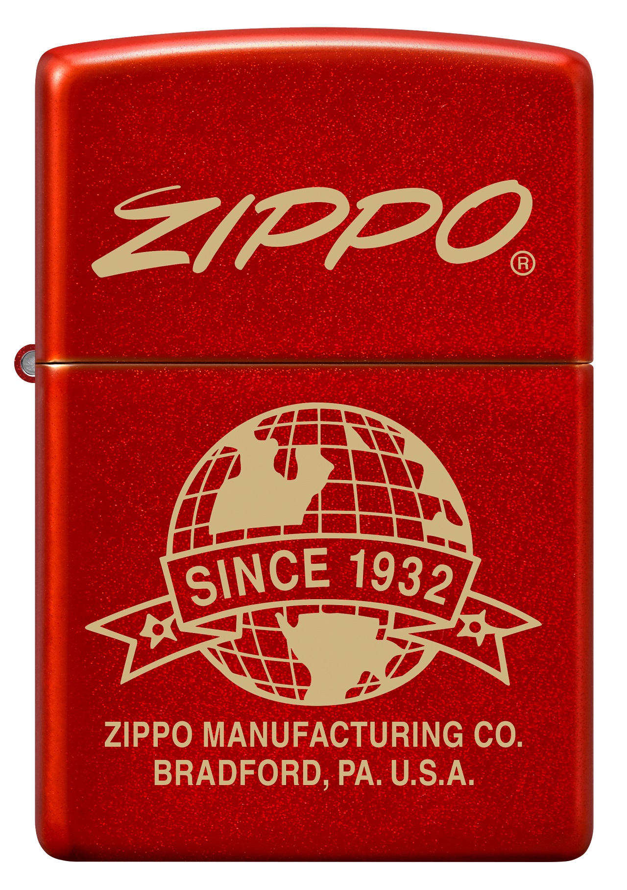 Front shot of Zippo Bejeweled Beetle Design High Polish Brass Windproof Lighter standing at a 3/4 angle.