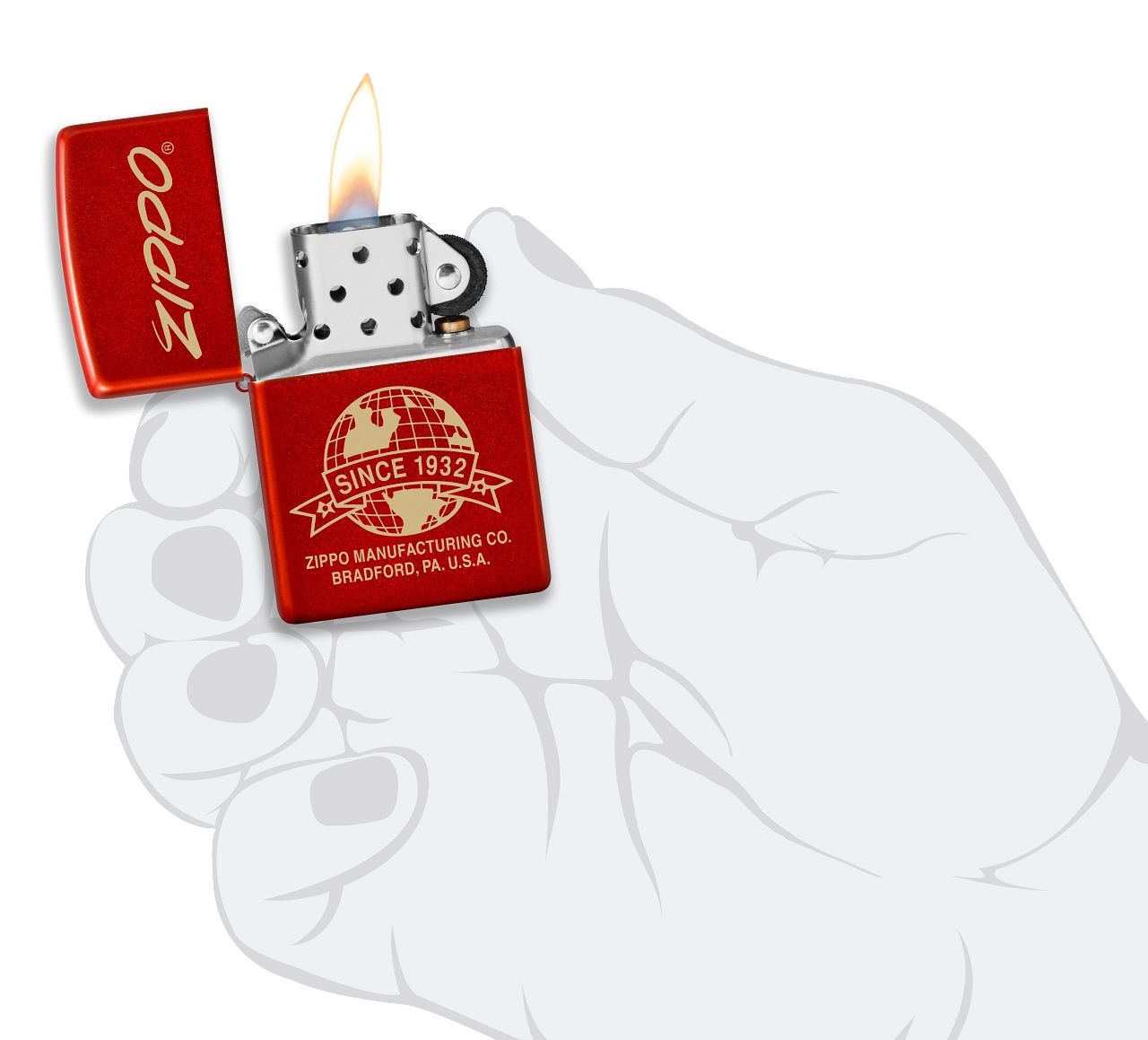 Front shot of Zippo Bejeweled Beetle Design High Polish Brass Windproof Lighter standing at a 3/4 angle.