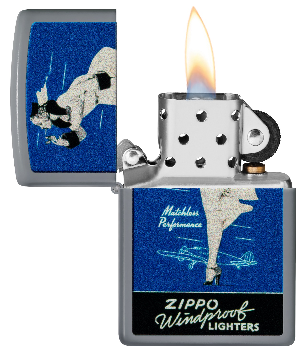 Front shot of Zippo Bejeweled Beetle Design High Polish Brass Windproof Lighter standing at a 3/4 angle.