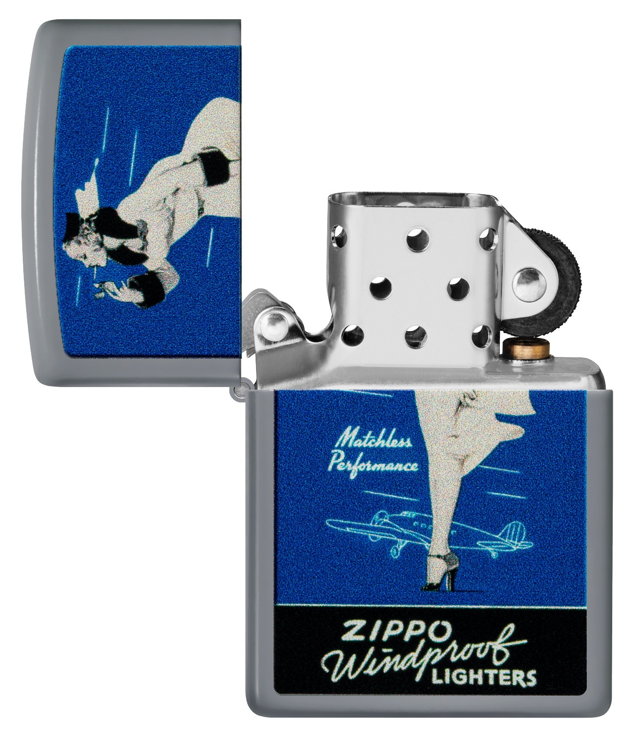 Front shot of Zippo Bejeweled Beetle Design High Polish Brass Windproof Lighter standing at a 3/4 angle.