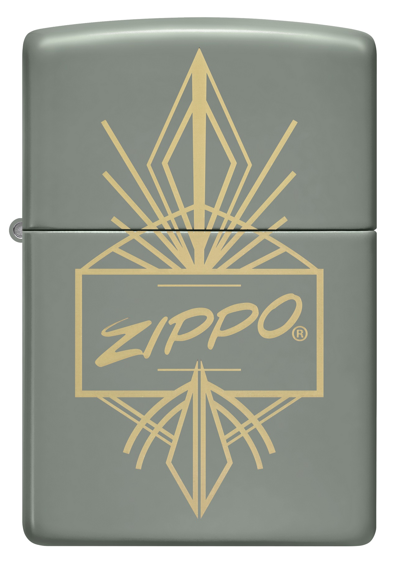 Front shot of Zippo Bejeweled Beetle Design High Polish Brass Windproof Lighter standing at a 3/4 angle.