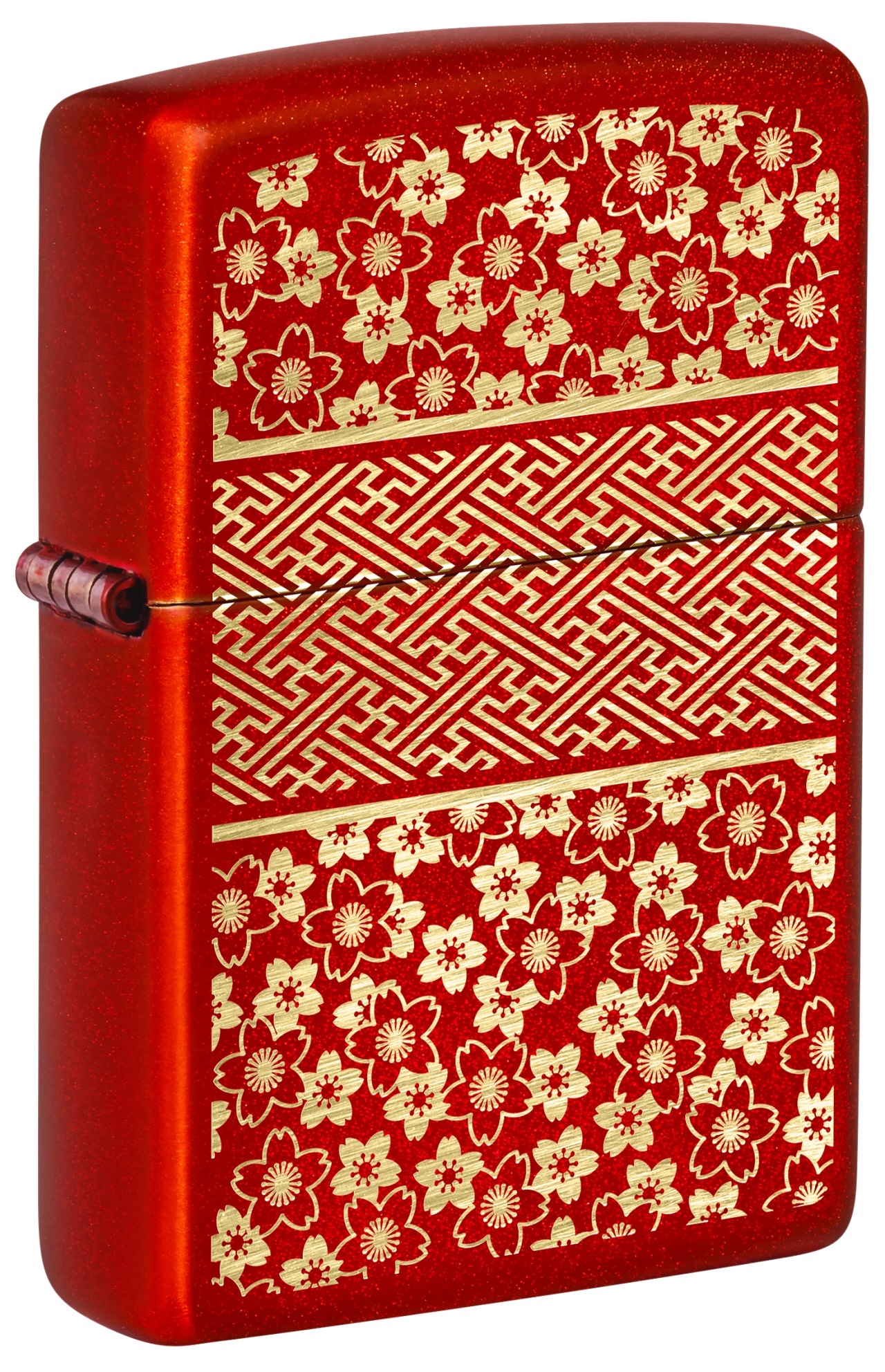 Front shot of Zippo Bejeweled Beetle Design High Polish Brass Windproof Lighter standing at a 3/4 angle.