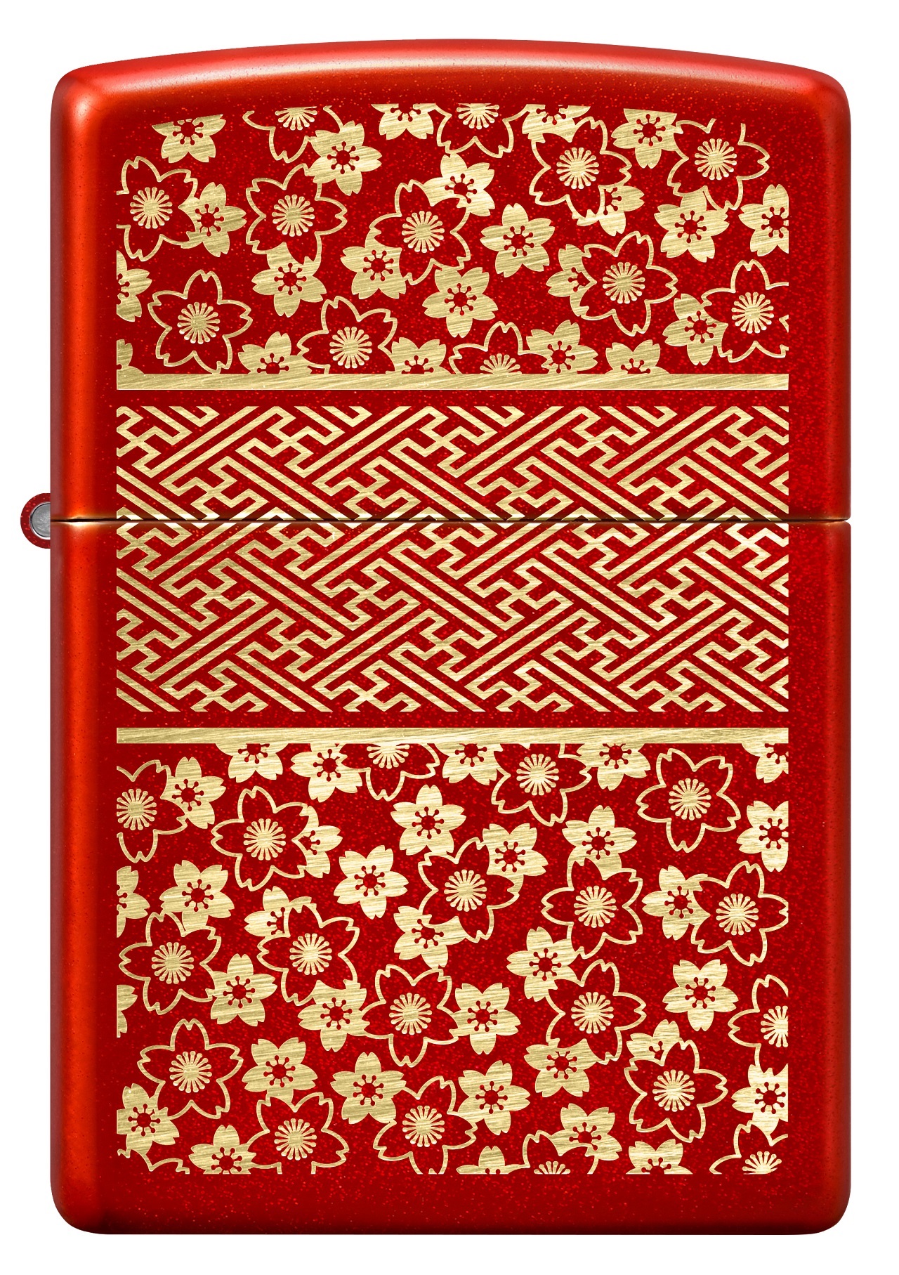 Front shot of Zippo Bejeweled Beetle Design High Polish Brass Windproof Lighter standing at a 3/4 angle.