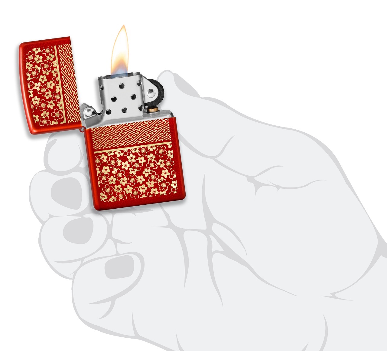 Front shot of Zippo Bejeweled Beetle Design High Polish Brass Windproof Lighter standing at a 3/4 angle.