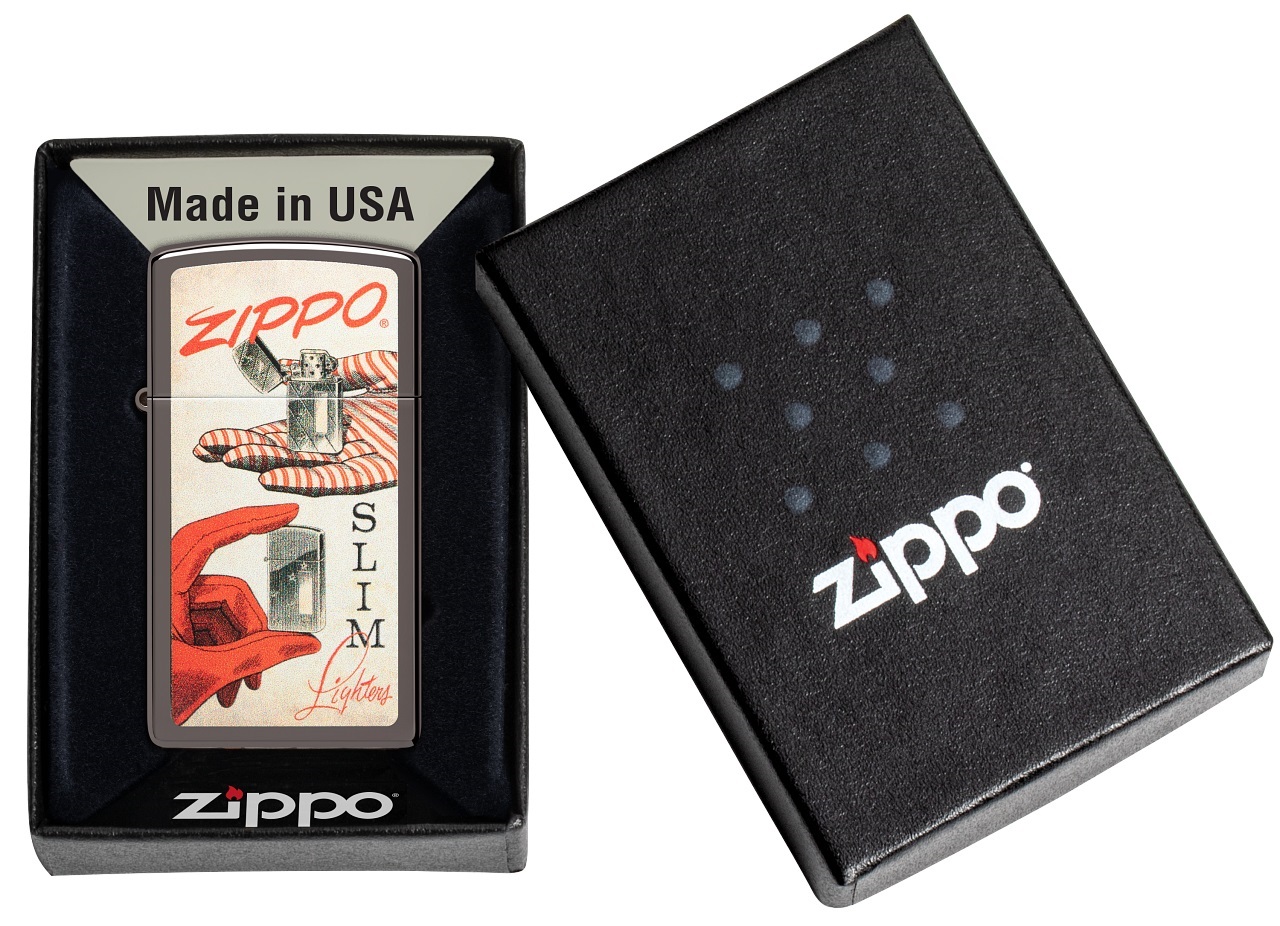 Front shot of Zippo Bejeweled Beetle Design High Polish Brass Windproof Lighter standing at a 3/4 angle.