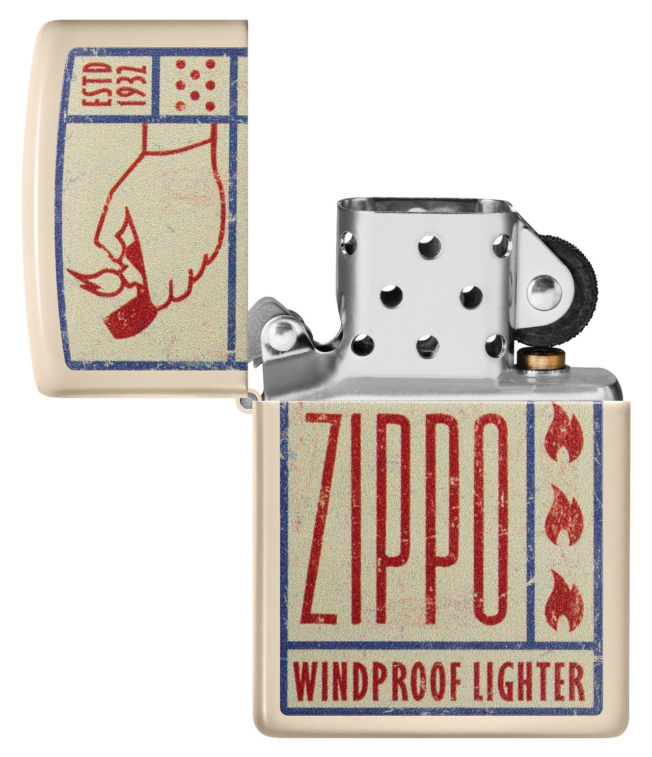 Front shot of Zippo Bejeweled Beetle Design High Polish Brass Windproof Lighter standing at a 3/4 angle.
