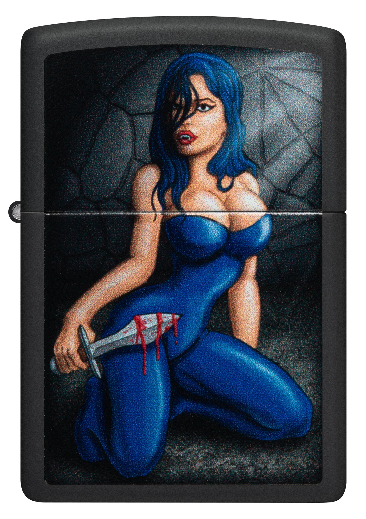 Front shot of Zippo Bejeweled Beetle Design High Polish Brass Windproof Lighter standing at a 3/4 angle.