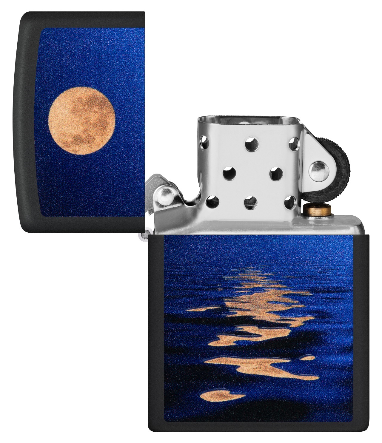 Front shot of Zippo Bejeweled Beetle Design High Polish Brass Windproof Lighter standing at a 3/4 angle.