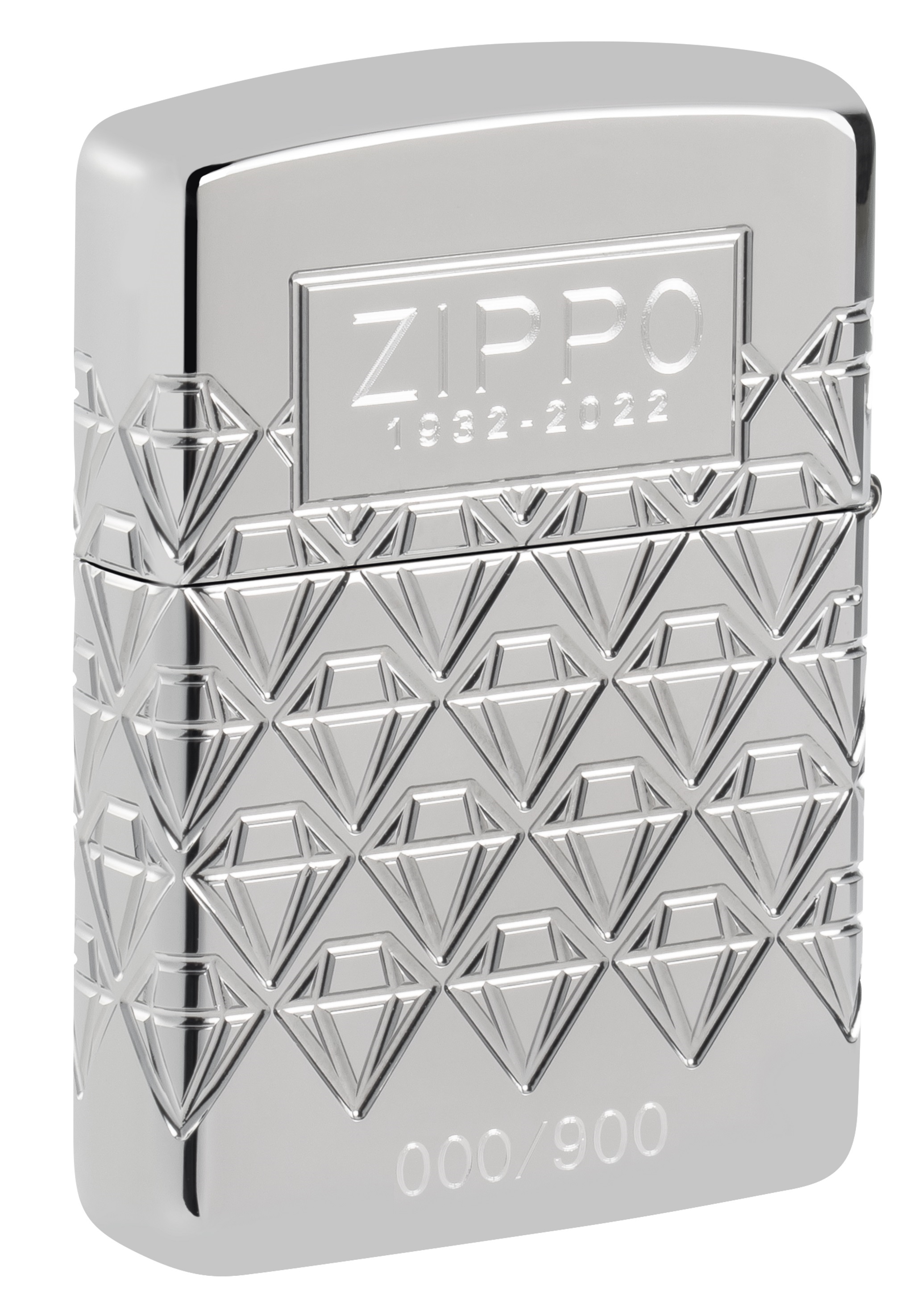 Front shot of Zippo Bejeweled Beetle Design High Polish Brass Windproof Lighter standing at a 3/4 angle.