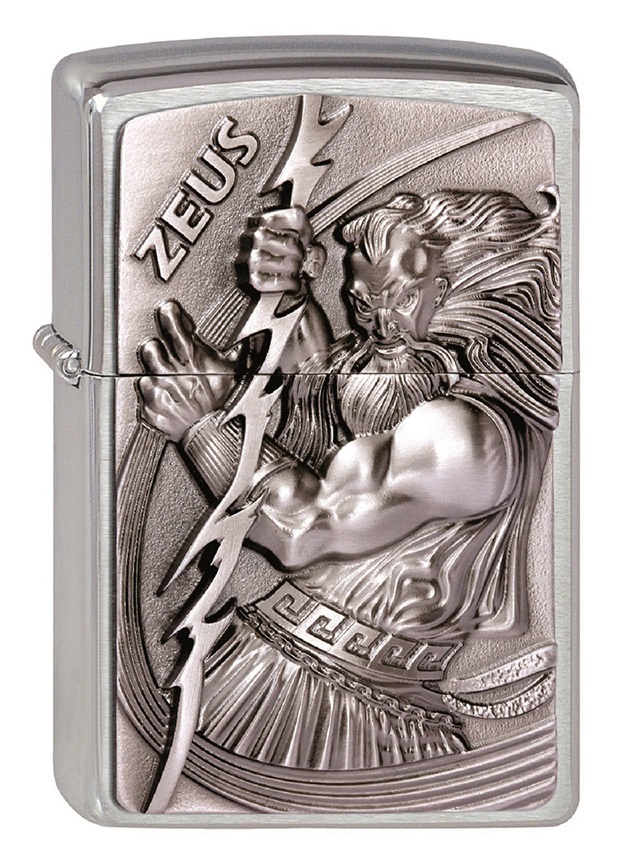 Front shot of Zippo Bejeweled Beetle Design High Polish Brass Windproof Lighter standing at a 3/4 angle.