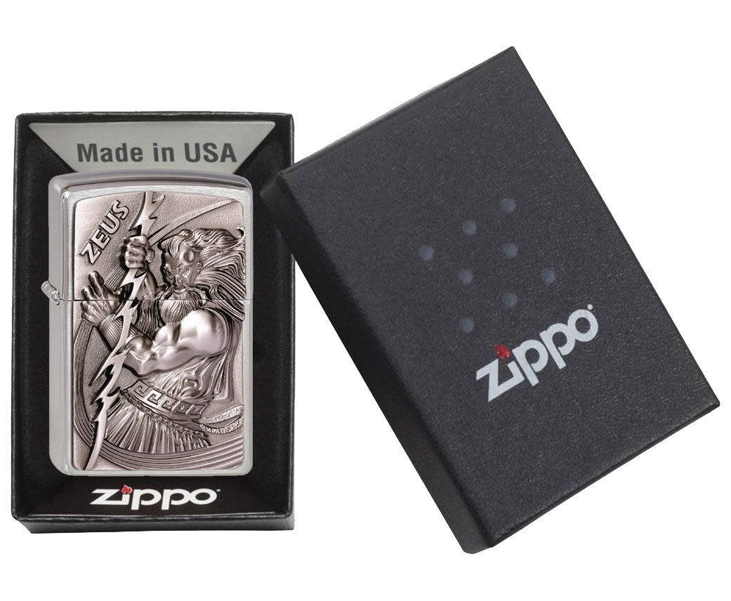 Front shot of Zippo Bejeweled Beetle Design High Polish Brass Windproof Lighter standing at a 3/4 angle.