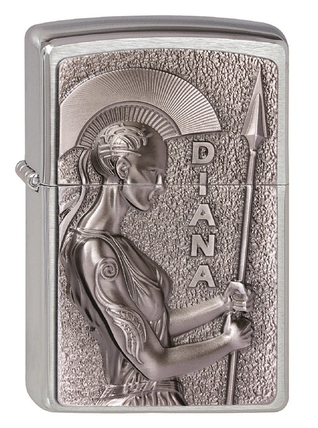 Front shot of Zippo Bejeweled Beetle Design High Polish Brass Windproof Lighter standing at a 3/4 angle.