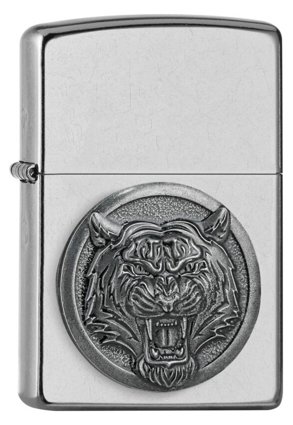 Front shot of Zippo Bejeweled Beetle Design High Polish Brass Windproof Lighter standing at a 3/4 angle.