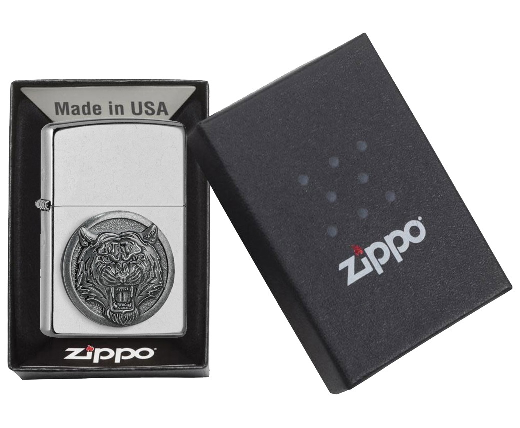 Front shot of Zippo Bejeweled Beetle Design High Polish Brass Windproof Lighter standing at a 3/4 angle.