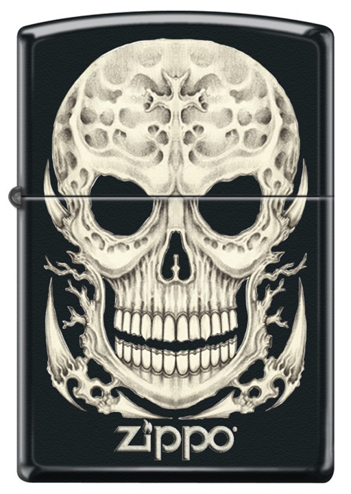Front shot of Zippo Bejeweled Beetle Design High Polish Brass Windproof Lighter standing at a 3/4 angle.