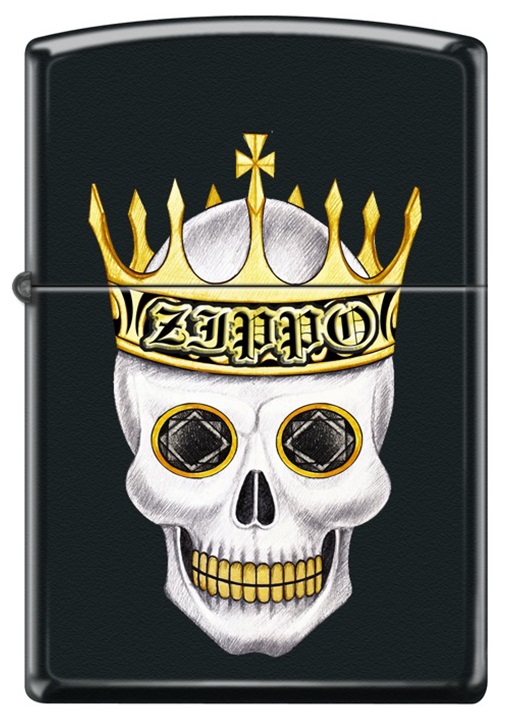Front shot of Zippo Bejeweled Beetle Design High Polish Brass Windproof Lighter standing at a 3/4 angle.