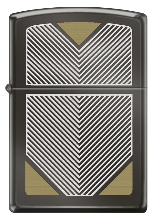 Front shot of Zippo Bejeweled Beetle Design High Polish Brass Windproof Lighter standing at a 3/4 angle.