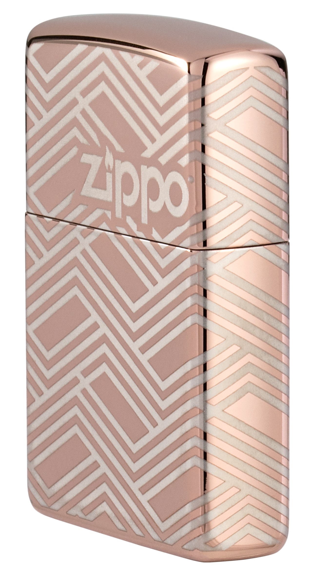 Front shot of Zippo Bejeweled Beetle Design High Polish Brass Windproof Lighter standing at a 3/4 angle.