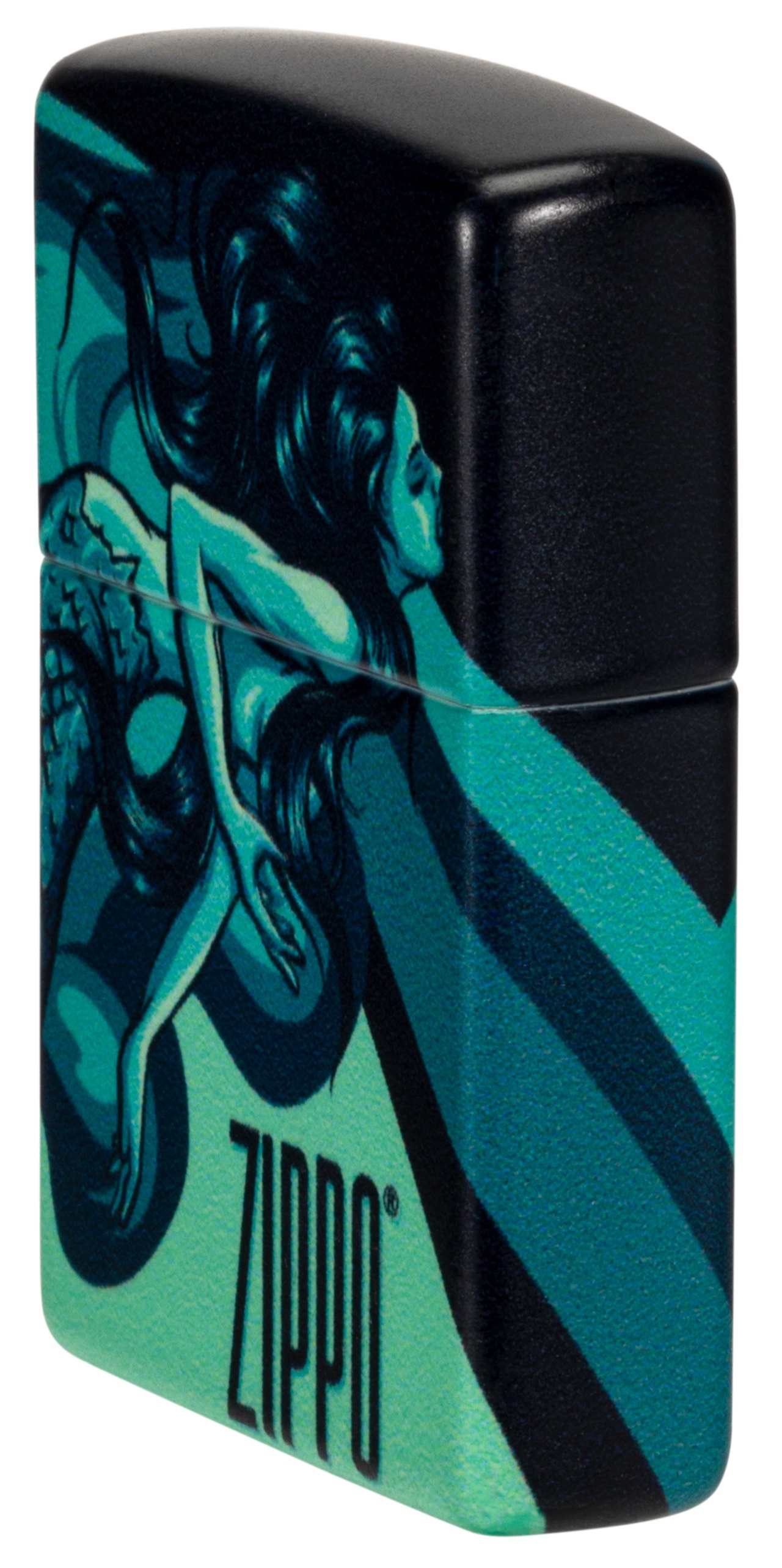 Front shot of Zippo Bejeweled Beetle Design High Polish Brass Windproof Lighter standing at a 3/4 angle.