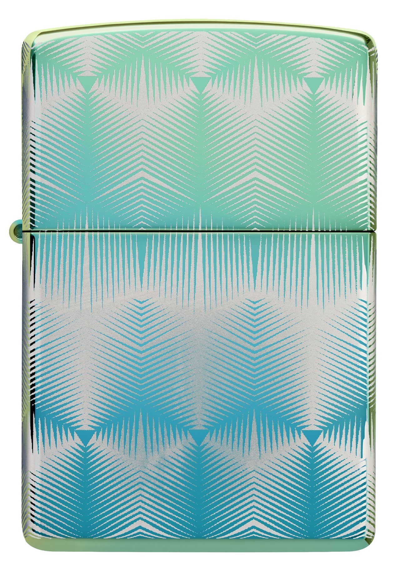 Front shot of Zippo Bejeweled Beetle Design High Polish Brass Windproof Lighter standing at a 3/4 angle.