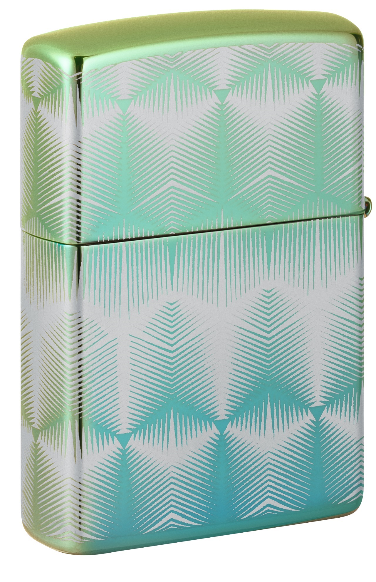 Front shot of Zippo Bejeweled Beetle Design High Polish Brass Windproof Lighter standing at a 3/4 angle.