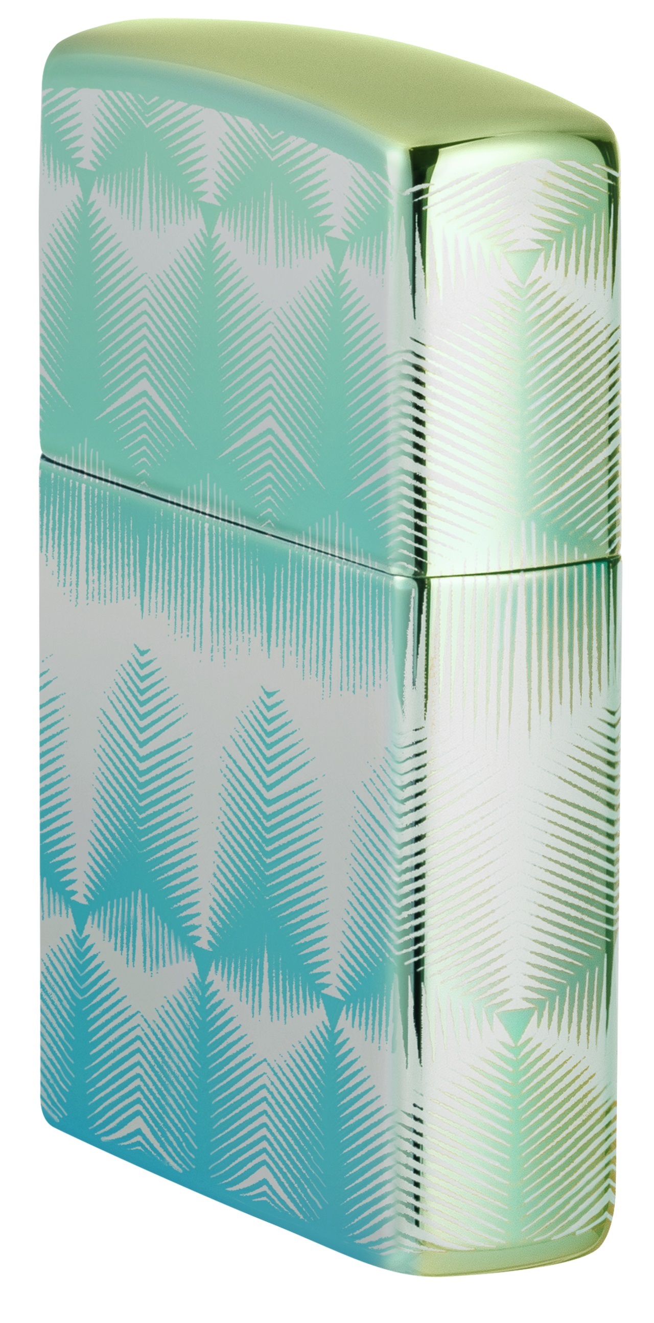 Front shot of Zippo Bejeweled Beetle Design High Polish Brass Windproof Lighter standing at a 3/4 angle.