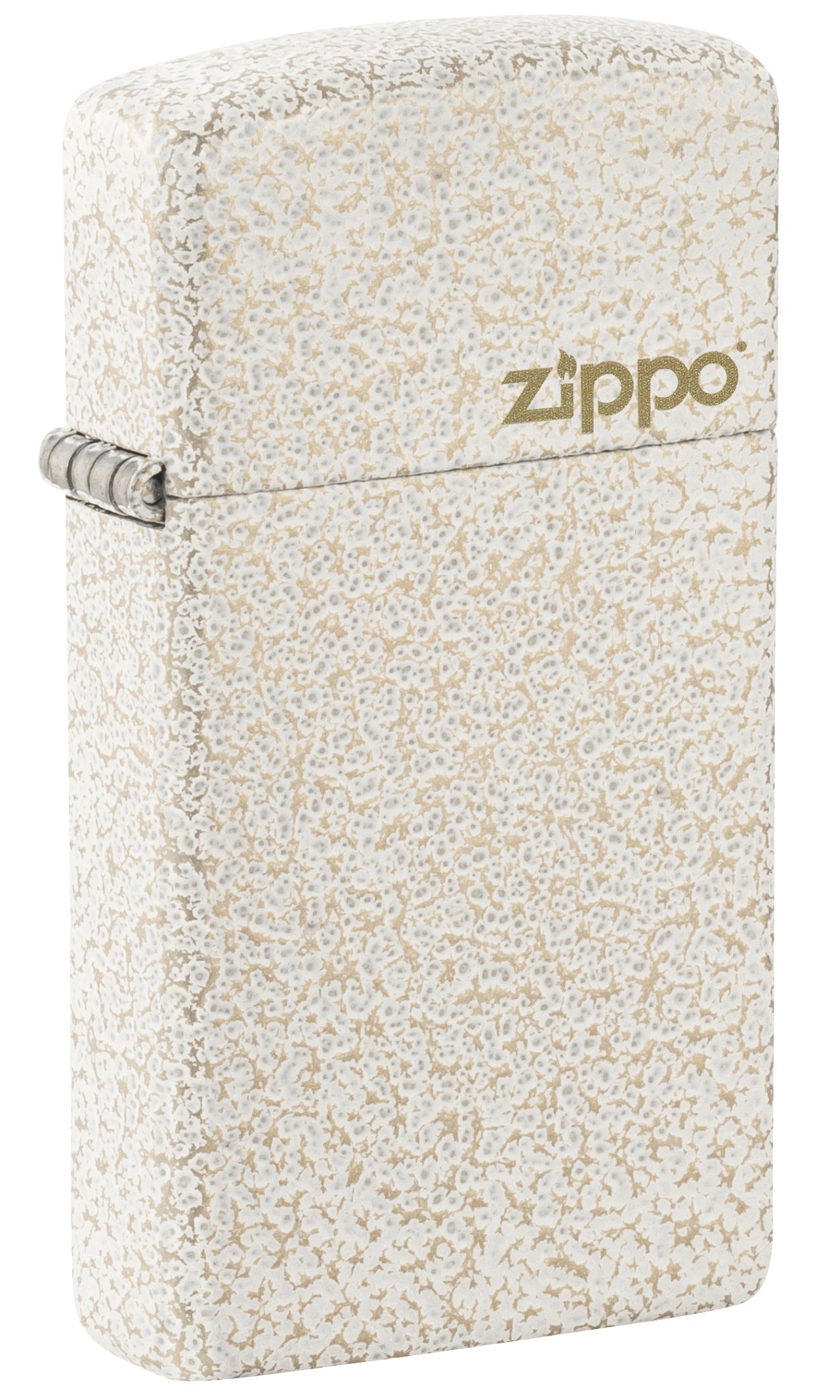 Front shot of Zippo Bejeweled Beetle Design High Polish Brass Windproof Lighter standing at a 3/4 angle.