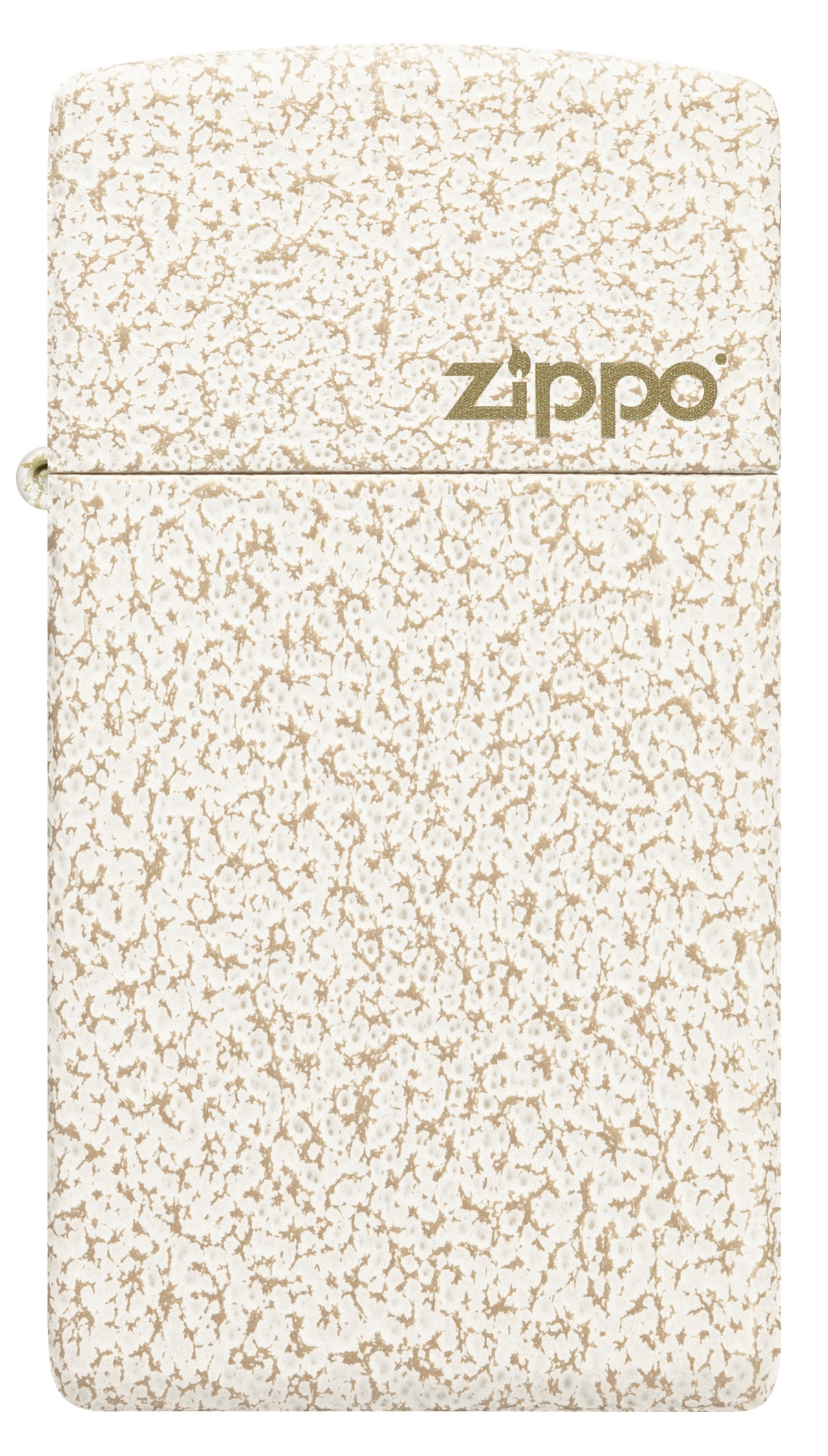 Front shot of Zippo Bejeweled Beetle Design High Polish Brass Windproof Lighter standing at a 3/4 angle.