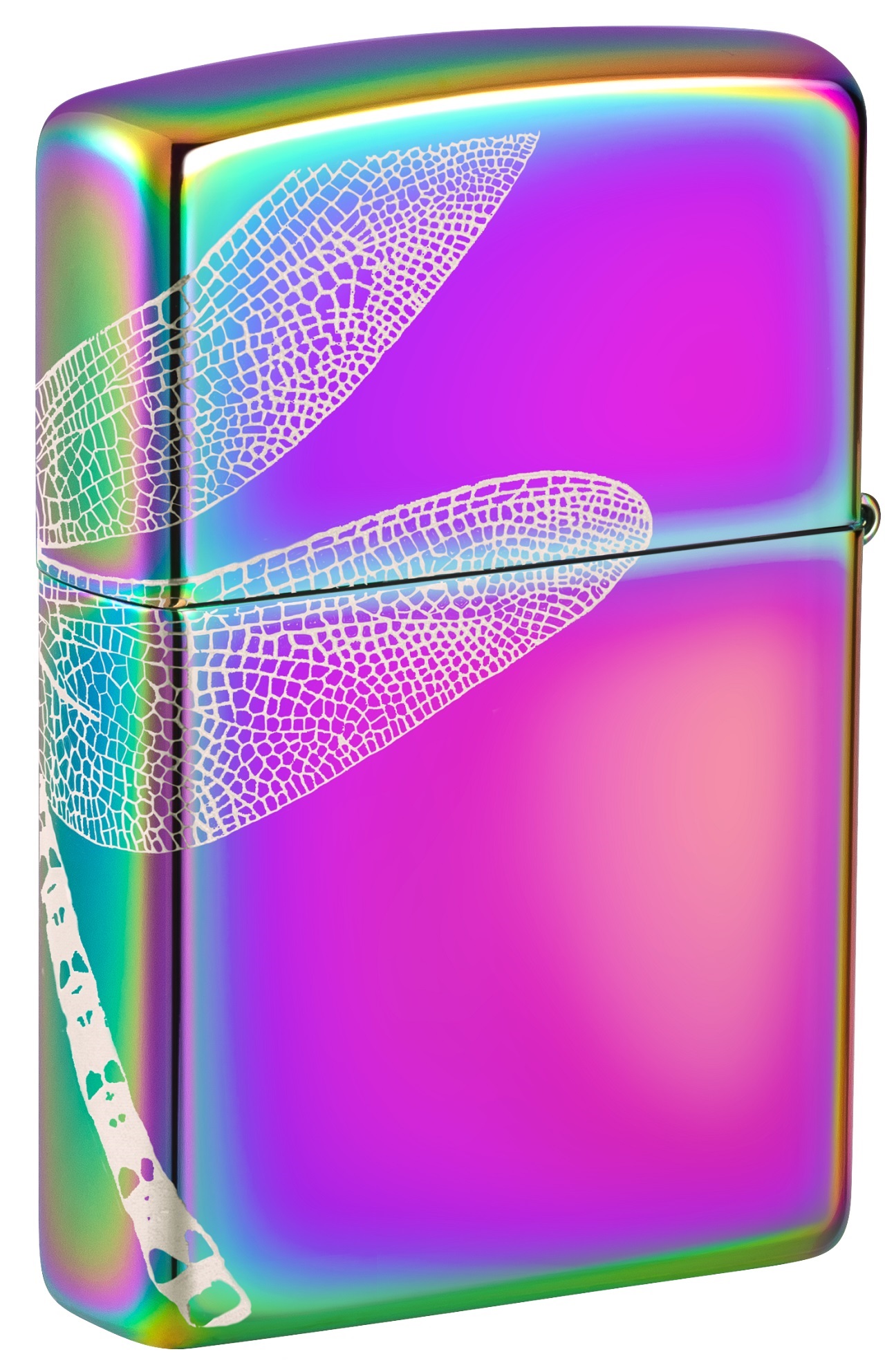 Front shot of Zippo Bejeweled Beetle Design High Polish Brass Windproof Lighter standing at a 3/4 angle.