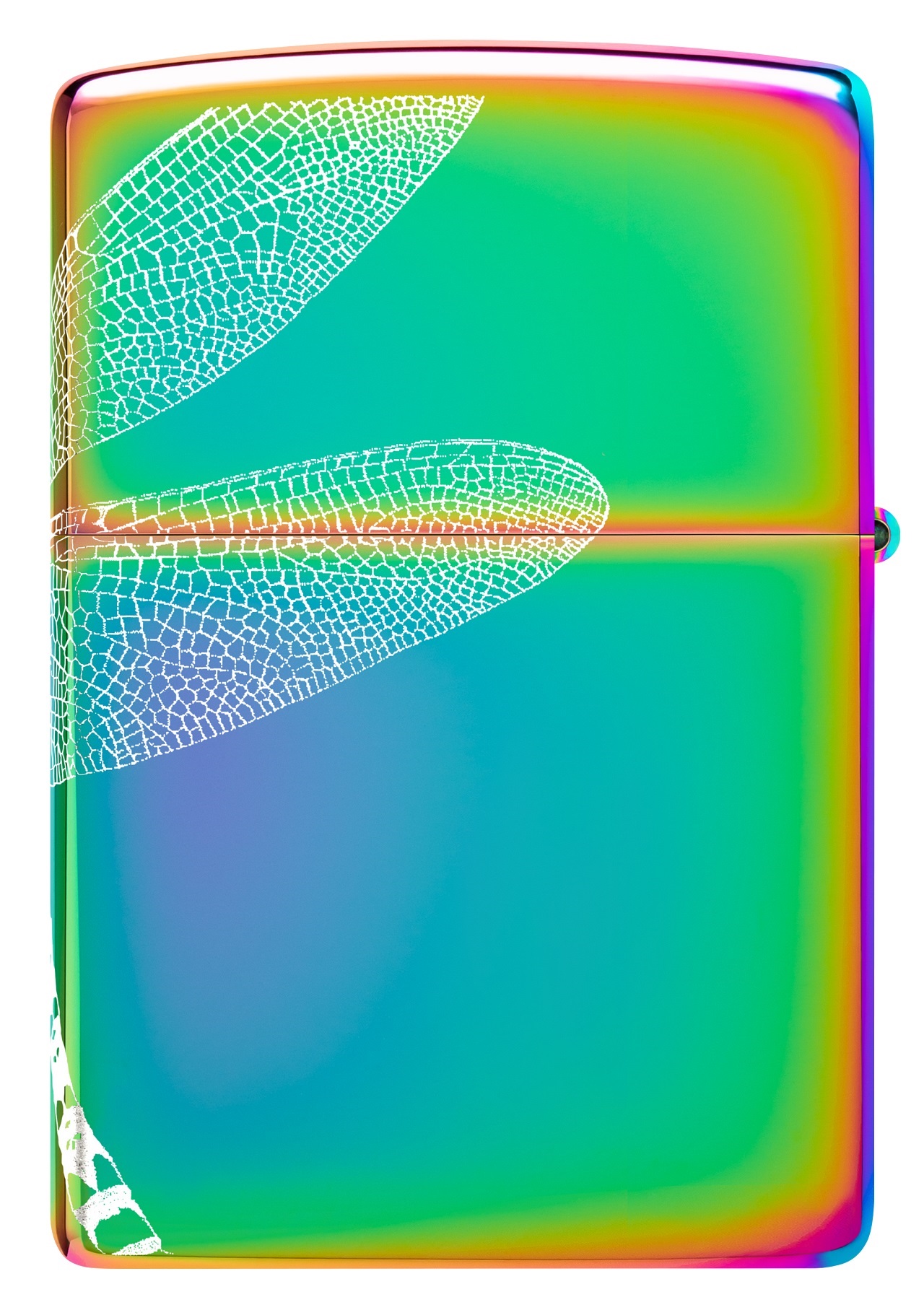 Front shot of Zippo Bejeweled Beetle Design High Polish Brass Windproof Lighter standing at a 3/4 angle.