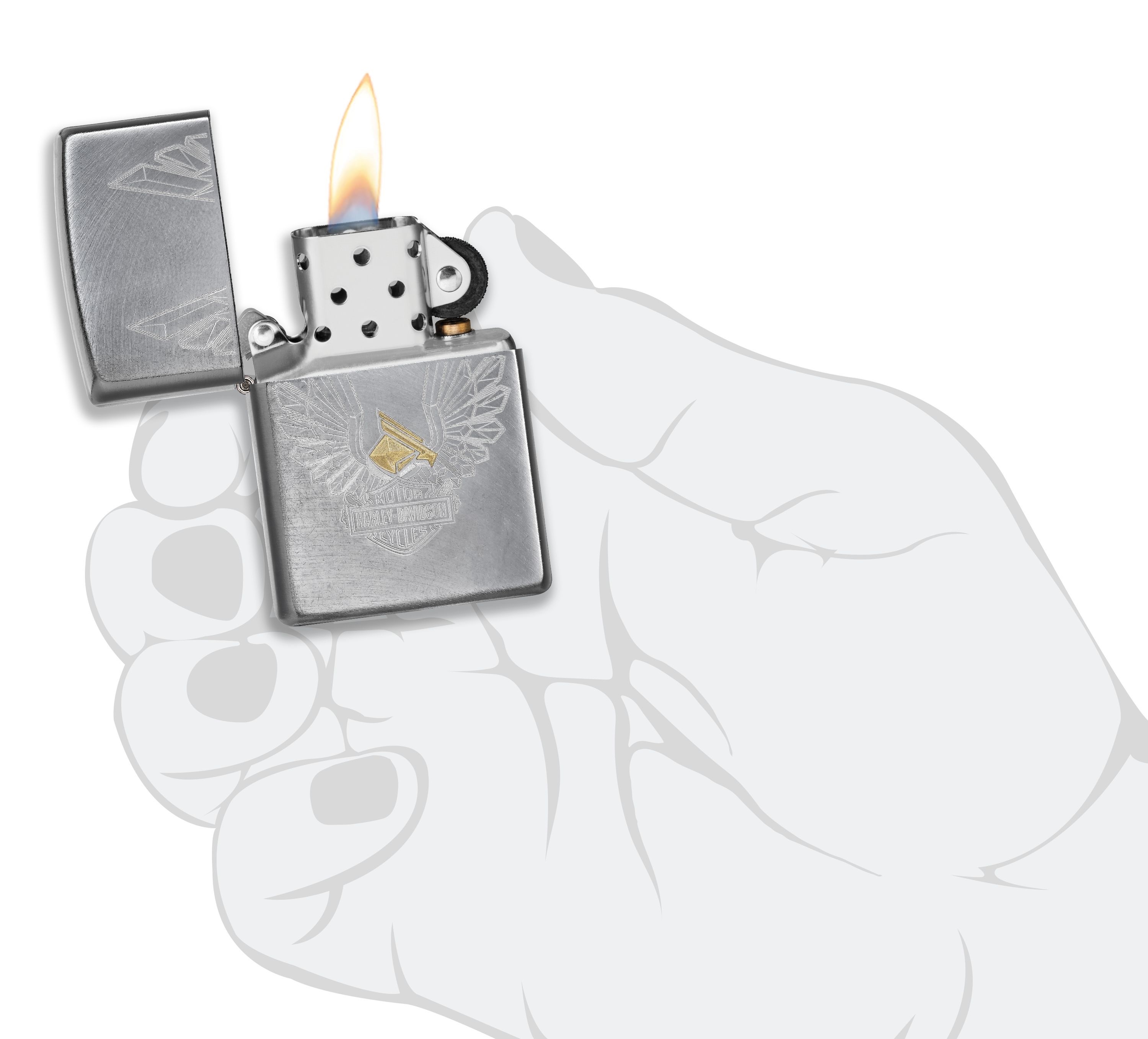 Front shot of Zippo Bejeweled Beetle Design High Polish Brass Windproof Lighter standing at a 3/4 angle.