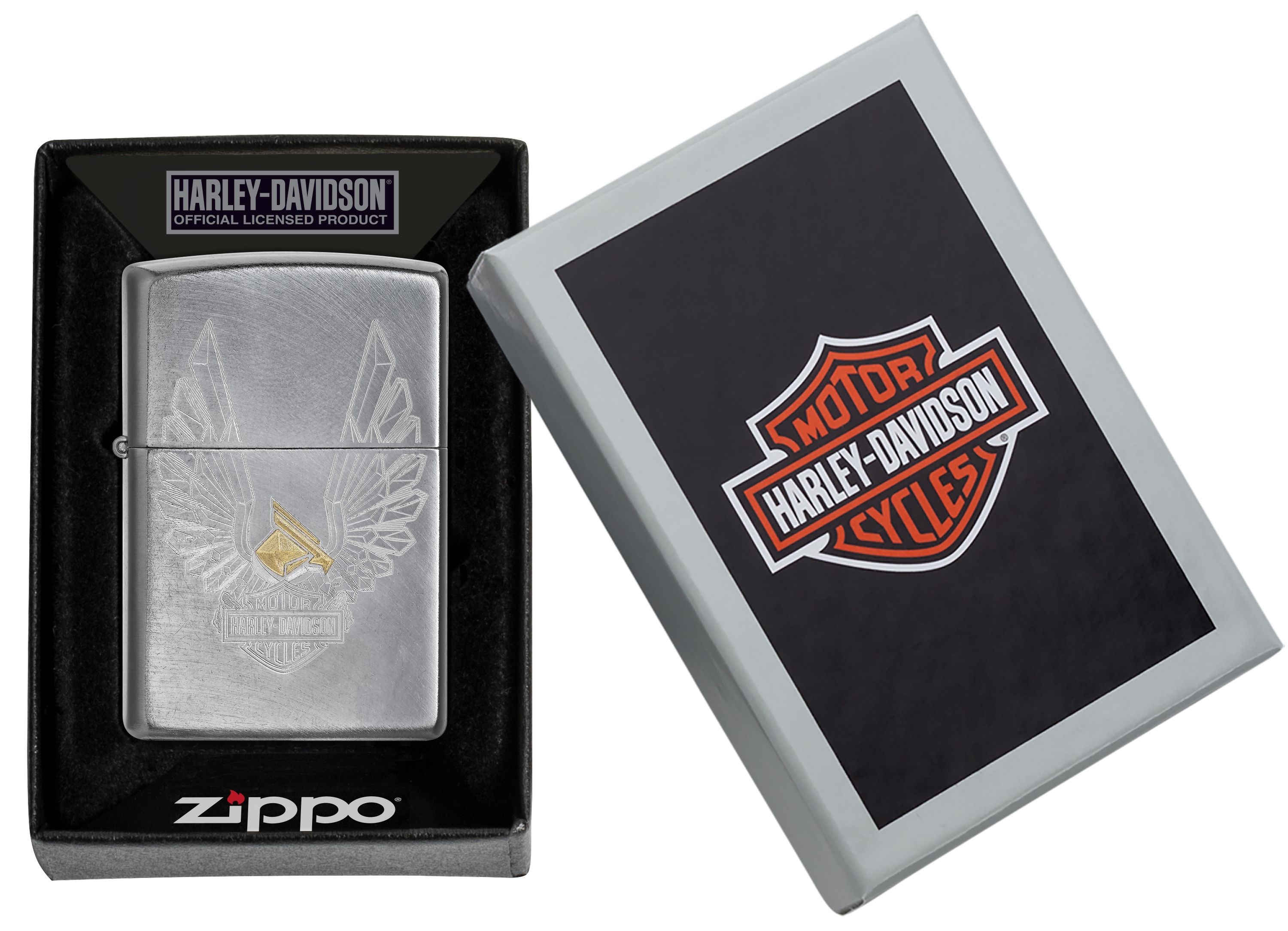 Front shot of Zippo Bejeweled Beetle Design High Polish Brass Windproof Lighter standing at a 3/4 angle.