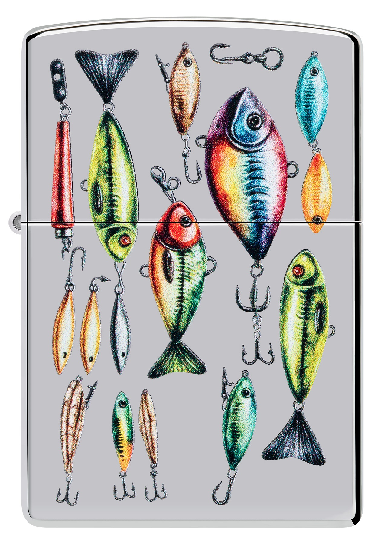 Front shot of Zippo Bejeweled Beetle Design High Polish Brass Windproof Lighter standing at a 3/4 angle.