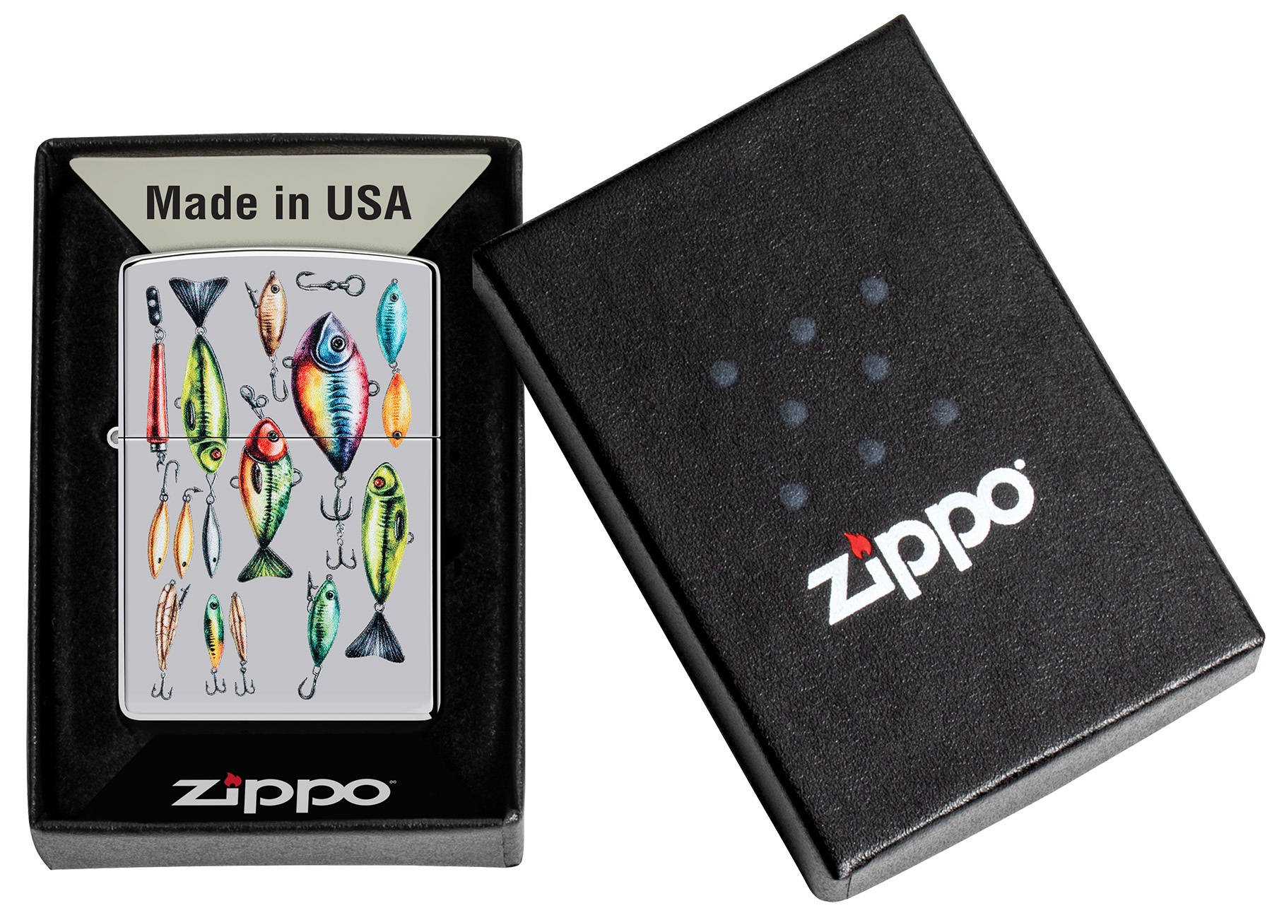Front shot of Zippo Bejeweled Beetle Design High Polish Brass Windproof Lighter standing at a 3/4 angle.